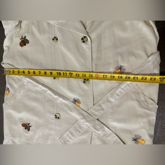 NWT ANTHROPOLOGIE MAEVE Bumble Bee Embroidered TRENCH COAT XL Cream - Picture 6 of 8